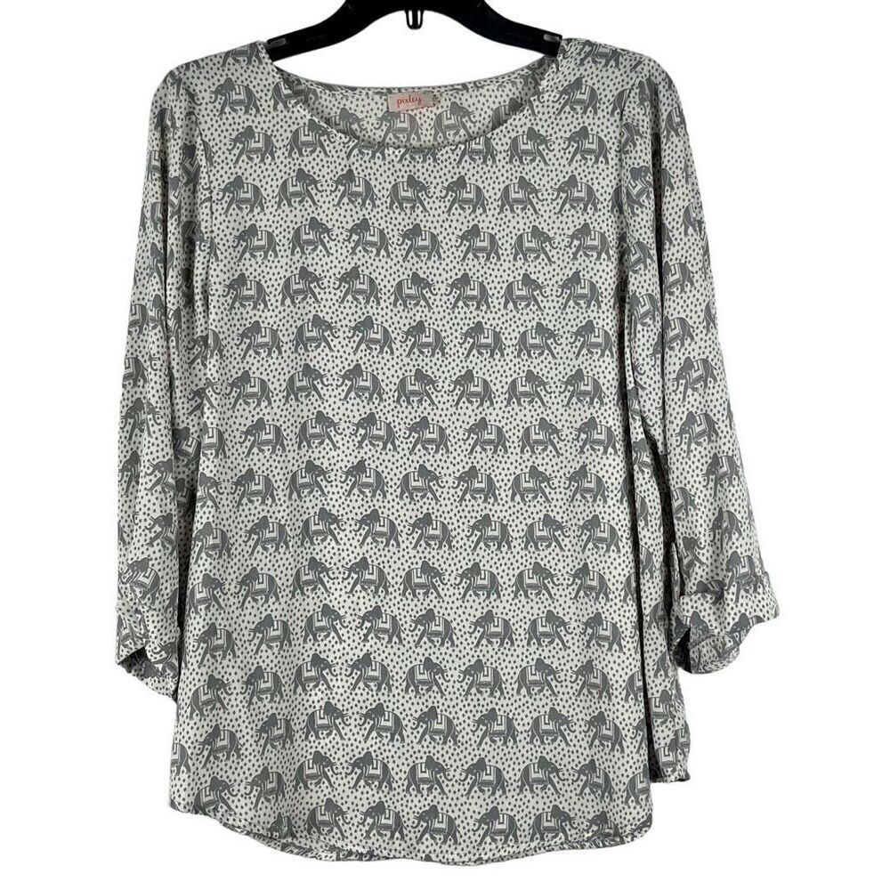 Pixley Elephant Polka Dot 3/4 Sleeve Blouse Medium